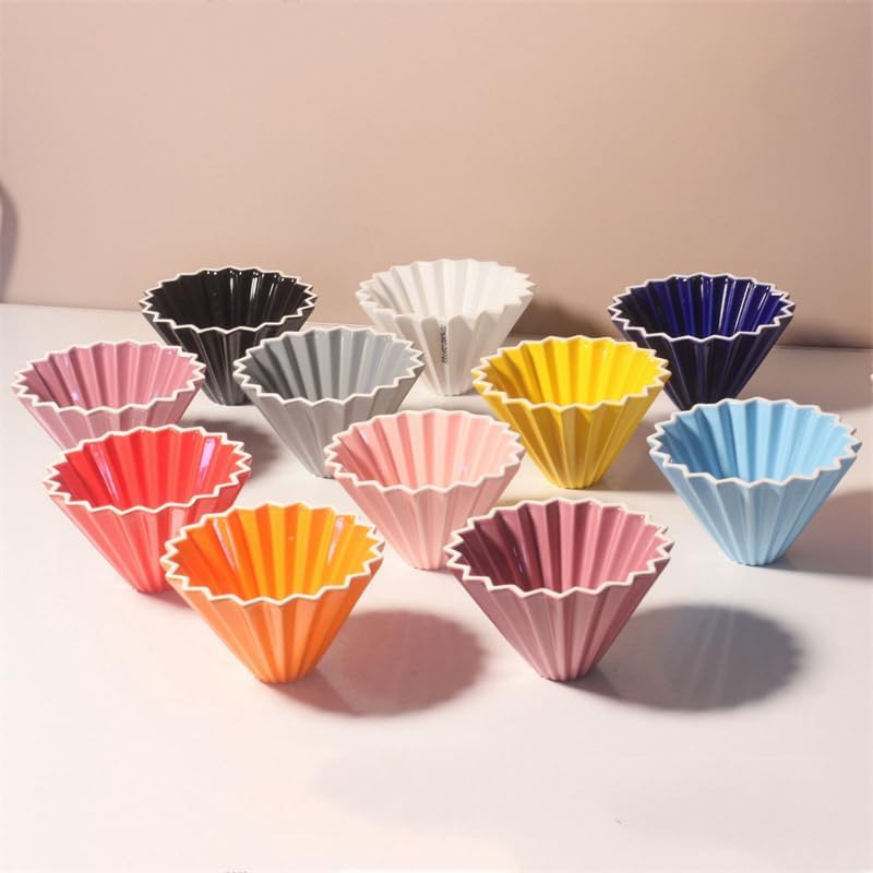 Ceramic Coffee Dripper Pour Over Coffee Maker with Wood Stand Elegant Flower Shape Filter
