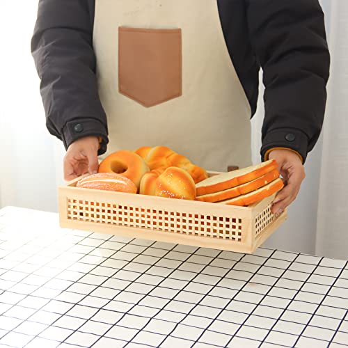 Rectangular Wooden Bamboo Serving Tray with Handles