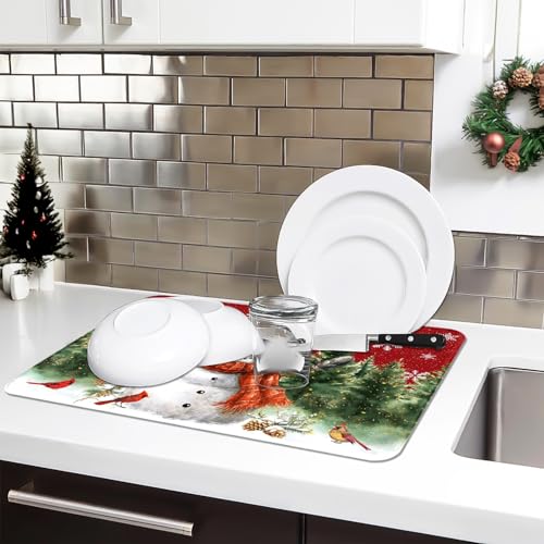 Christmas Snowman Dish Drying Mat