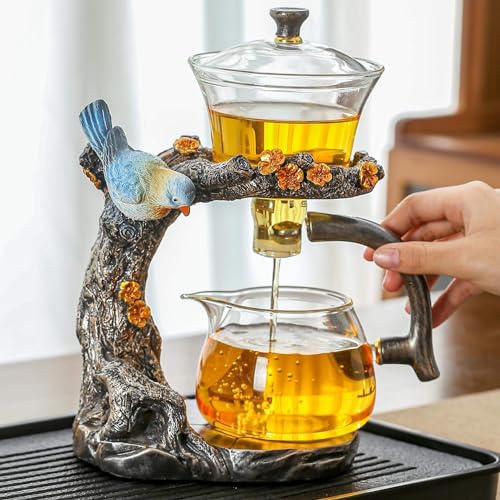 Glass Kungfu Teapot Set Tea maker with Infuser Semi Automatic Tea Set