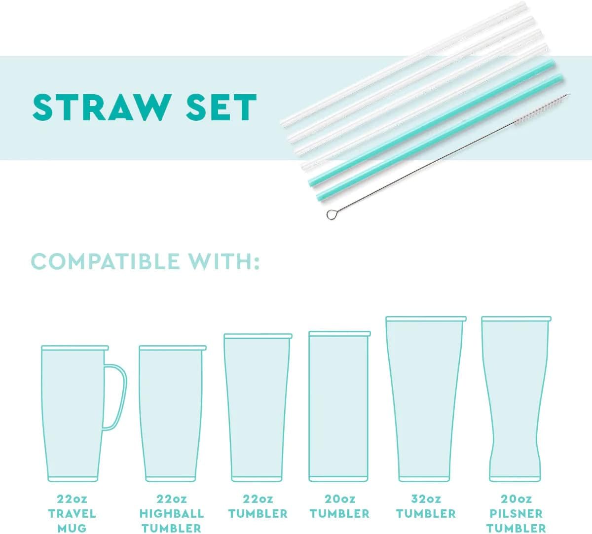 Swig Life Reusable Straws O Christmas Tree + Green Tall Straw Set & Cleaning Brush, Each Straw is 10.25 inch Long (Fits Swig Life 20oz Tumblers, 22oz, and 32oz Tumblers)