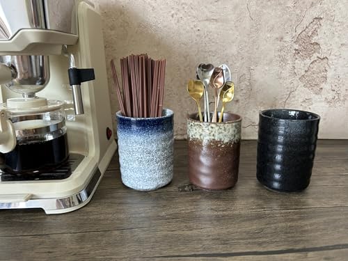 Stoneware Coffee Bar Utensil Holder Tea & Coffee Spoon & Stirrer Holder for Stir Stick Straw Teaspoon Holder Espresso Spoon Cup Small Utensil Jar