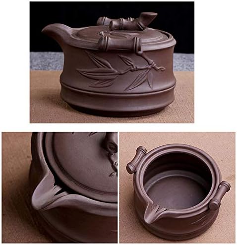Goclothod Chinese Kungfu Teapot Handmade Yixing Zisha Tea Set Purple Clay Teapot Ceramic Teapot Teacups (Purple Clay)