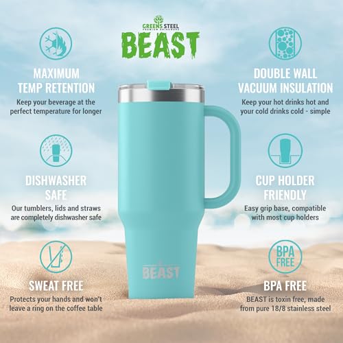 Beast 42 oz Tumbler with Handle Stainless Steel Vacuum Insulated Coffee Ice Cup Double Wall Travel Flask