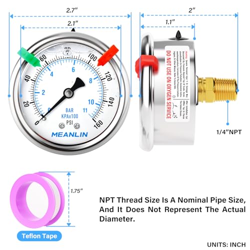 0~160Psi Liquid Filled Pressure Gauge 1