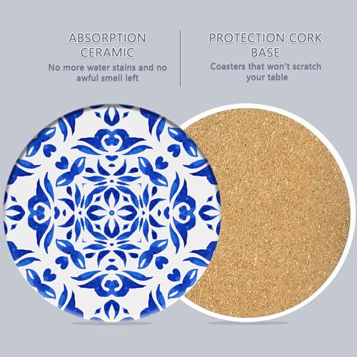 Drink Coasters Set of 6 with Holder