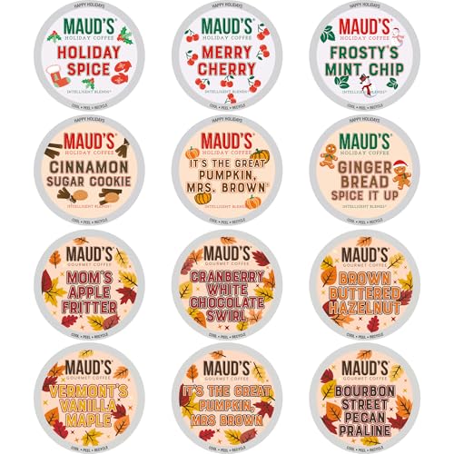 Maud’s Holiday & Fall Flavored Coffee Pods Variety Pack Bundle (48 Count)