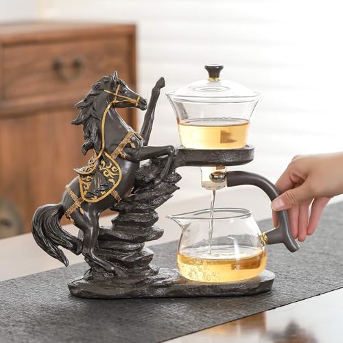 Glass Kungfu Teapot Set Tea maker with Infuser Semi Automatic Tea Set (12 Ounce)