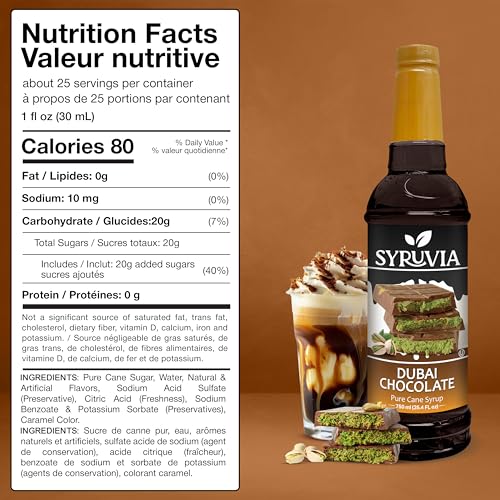 Coffee Syrup Dubai Chocolate Flavored Syrup for Drinks (25.4 Fl Oz)