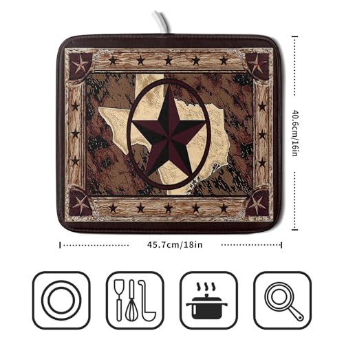 Western Texas Star Dish Drying Mat 16"x18"