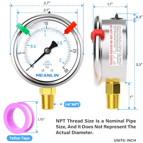 0~30Psi Liquid Filled Pressure Gauge 1