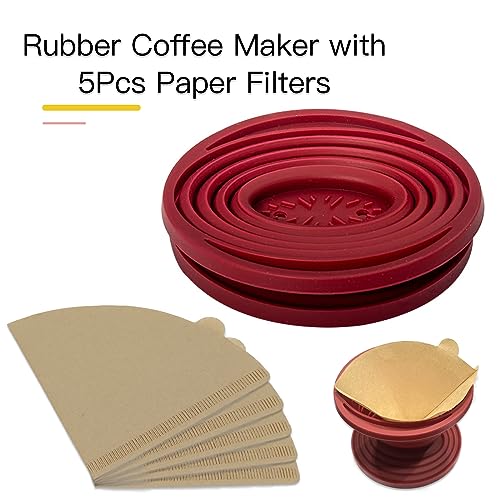 Collapsible Coffee Dripper Filter Reusable with 5 Paper Filters