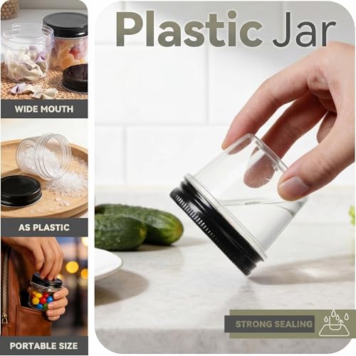 4 oz Plastic Small Mason Jars and Small Plastic Jars with Lids (20 Count)