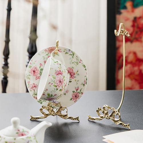 1Pcs Brass Teacup and Saucer Display Stand