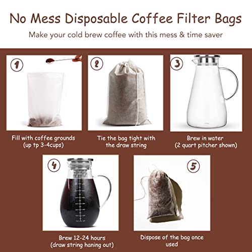 Cold Brew Coffee Bags 60 Count Disposable Fine Mesh Brewing Bags for Concentrate