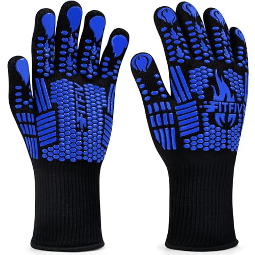 BBQ Gloves 1472°F Heat Resistant with Silicone Grip Oven Mitts (2 Count)