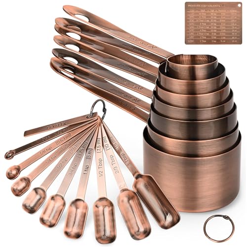 Copper Plated Measuring Cups and Spoons Set
