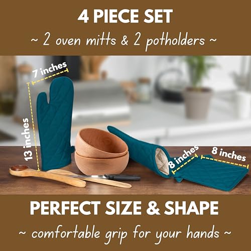 Pot Holders and Oven Mitts Sets for Kitchen Heat Resistant