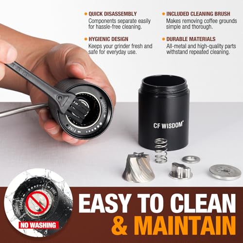 Portable Manual Coffee Grinder with Stainless Steel Conical Burr