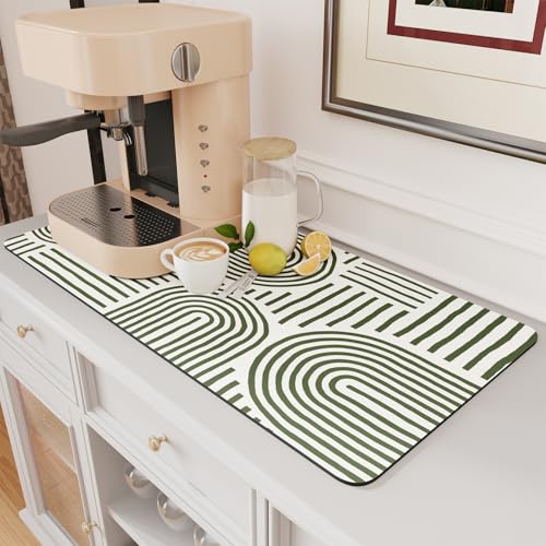 Coffee Mat Hide Stain Rubber Backed Absorbent Dish Drying Mat for Kitchen Counter