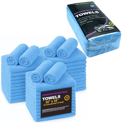 Blue Large Microfiber Cleaning Towels (36 Count)