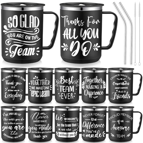 12 Pcs Employee Appreciation Gifts Bulk 17 oz Travel Coffee Mug with Lid Handle for Women Thank You Gifts Stainless Steel Tumblers Insulated Mug for Coworker Teacher (12 Count)