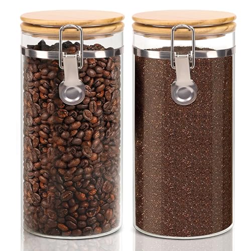 Glass Storage Jars Set Elegant Containers with Airtight Bamboo Lids