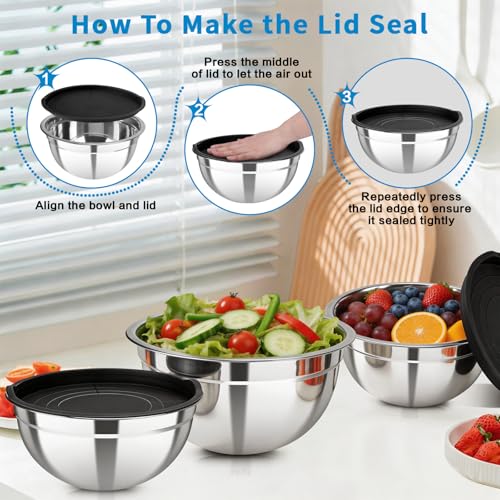 Stainless Steel Mixing Bowls with Lids (7 Count)