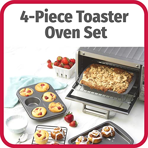 4 Piece Nonstick Steel Toaster Oven Set with Sheet Pan