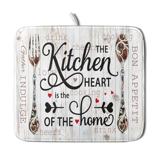 16"x18" Dish Drying Mat The Kitchen is The Heart of The Home