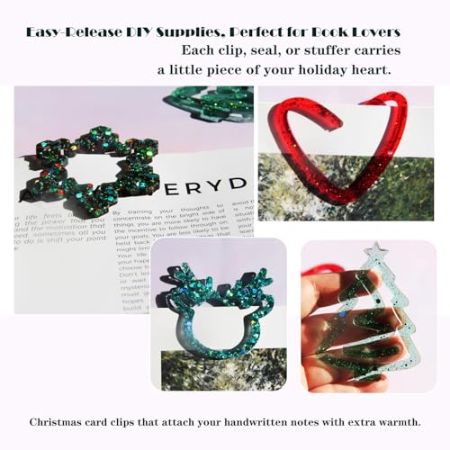 Christmas Book Mark Resin Molds Silicone Bookmark Mold Xmas for Epoxy 9