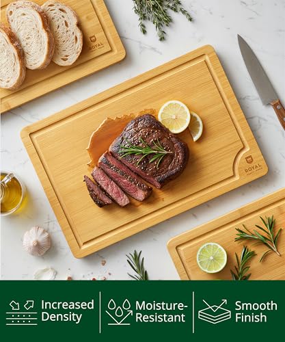 Wooden Cutting Boards for Kitchen Meal Prep & Serving (3 Count)