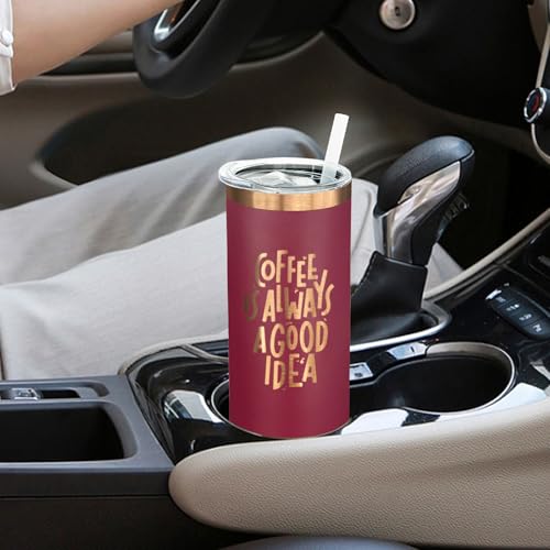20 oz Skinny Tumblers Bulk with Lids and Straws Red (4 Count)