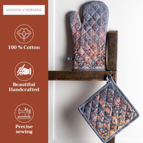 100% Cotton Oven Mitt & Pot Holder Set