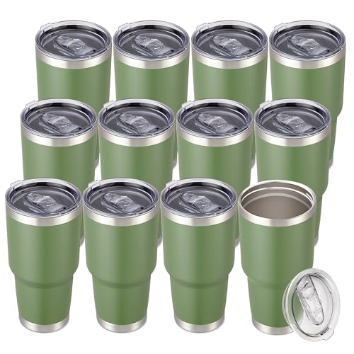 30 oz Tumbler with Lid Stainless Steel Tumblers Bulk (12 Count)