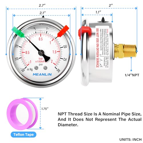 30inHG~30Psi Vacuum Pressure Gauge 1
