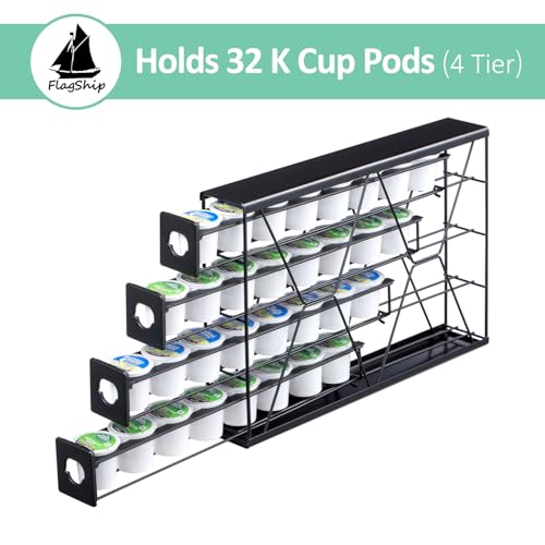 K Cup Holder for Keurig Pods Coffee Pod Storage 4 Tier K Cup Drawer Organizer for Counter (4 Count)