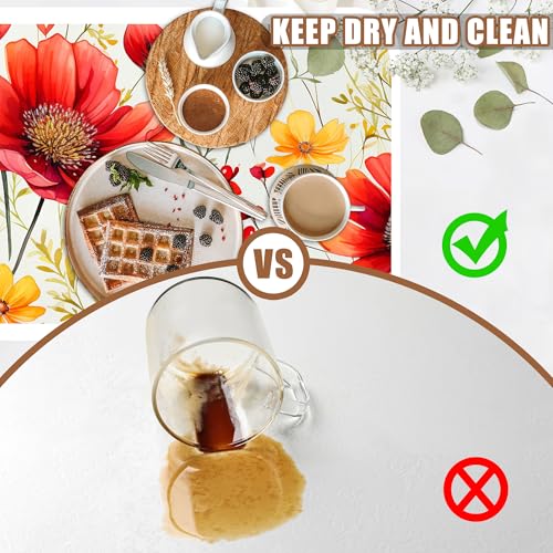 Red and Yellow Flowers Coffee Mat Absorbent Dish Drying Mat for Kitchen Counter Hide Stain Rubber Backed Coffee Bar Accessories Fit Under Espresso Machine Dish Drainer