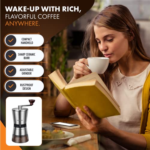 Manual Coffee Grinder with 8 Adjustable Coarseness Settings