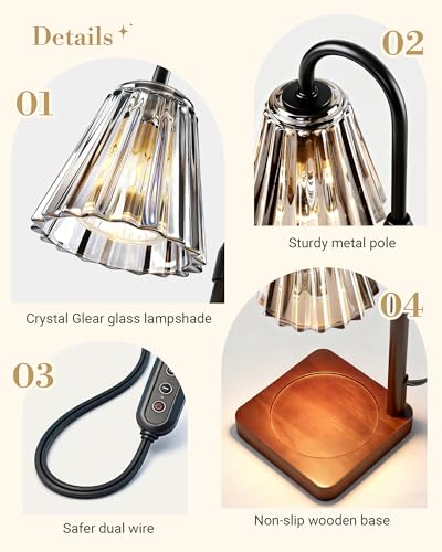Black Candle Warmer Lamp with Timer