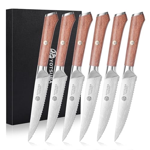 Steak Knives Set of 6 with Full Tang Rosewood Handle (6 Count)