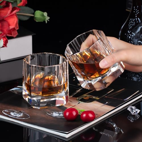Crystal Whiskey Glasses Set of 2 Old Fashioned Glasses Hand Blown (2 Count)