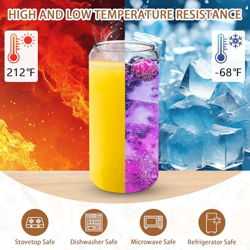 20 OZ Can Shaped Glass Cups with Straws 20 Pack Glass Coffee Cups (20 Count)