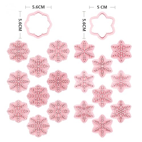 9pcs Christmas Cookie Cutter Set Snowflake Cookie Cutters with Plunger Stamps Biscuit Mold 3D Snowflake Cookie Molds Cake Baking Fondant Cutter Christmas Party DIY Cookie Decorating Supplies