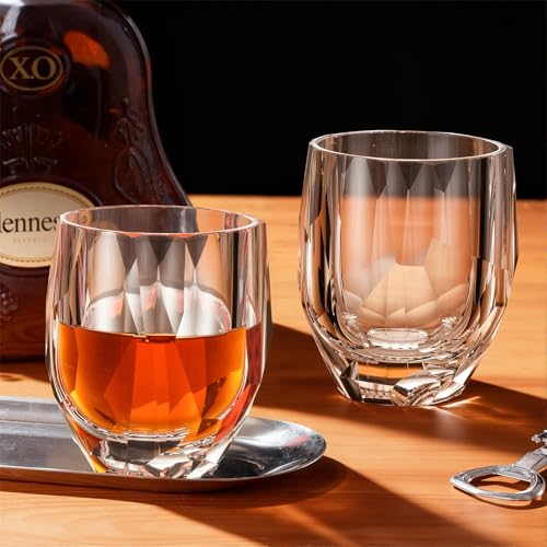 Crystal Whiskey Glasses Set of 2 Handcrafted Old Fashioned Glasses (2 Count)