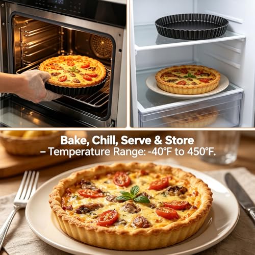 Tart Pan Set 10 & 9 Inch Tart Pans with 5 & 4 Inch Mini Tart Pans Removable Bottom