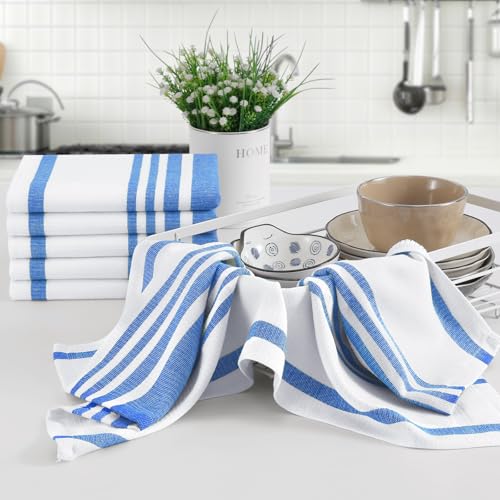 Premium Cotton Stripe Kitchen Towels 8 Pack (8 Count)