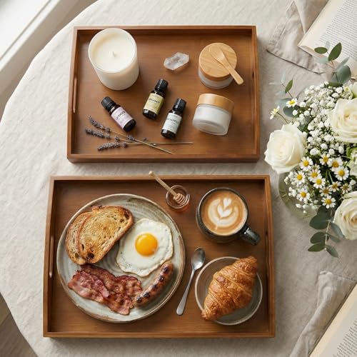 Bamboo Serving Tray with Handles (2 Count)