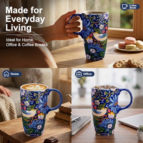 17oz Ceramic Travel Mug with Lid & Handle
