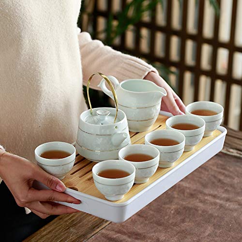 Tea Set Personality Tea Set Red Glaze Black Handle Oblique Teapot Oblique Teacup 10 Ceramic Tea Set Gift Box